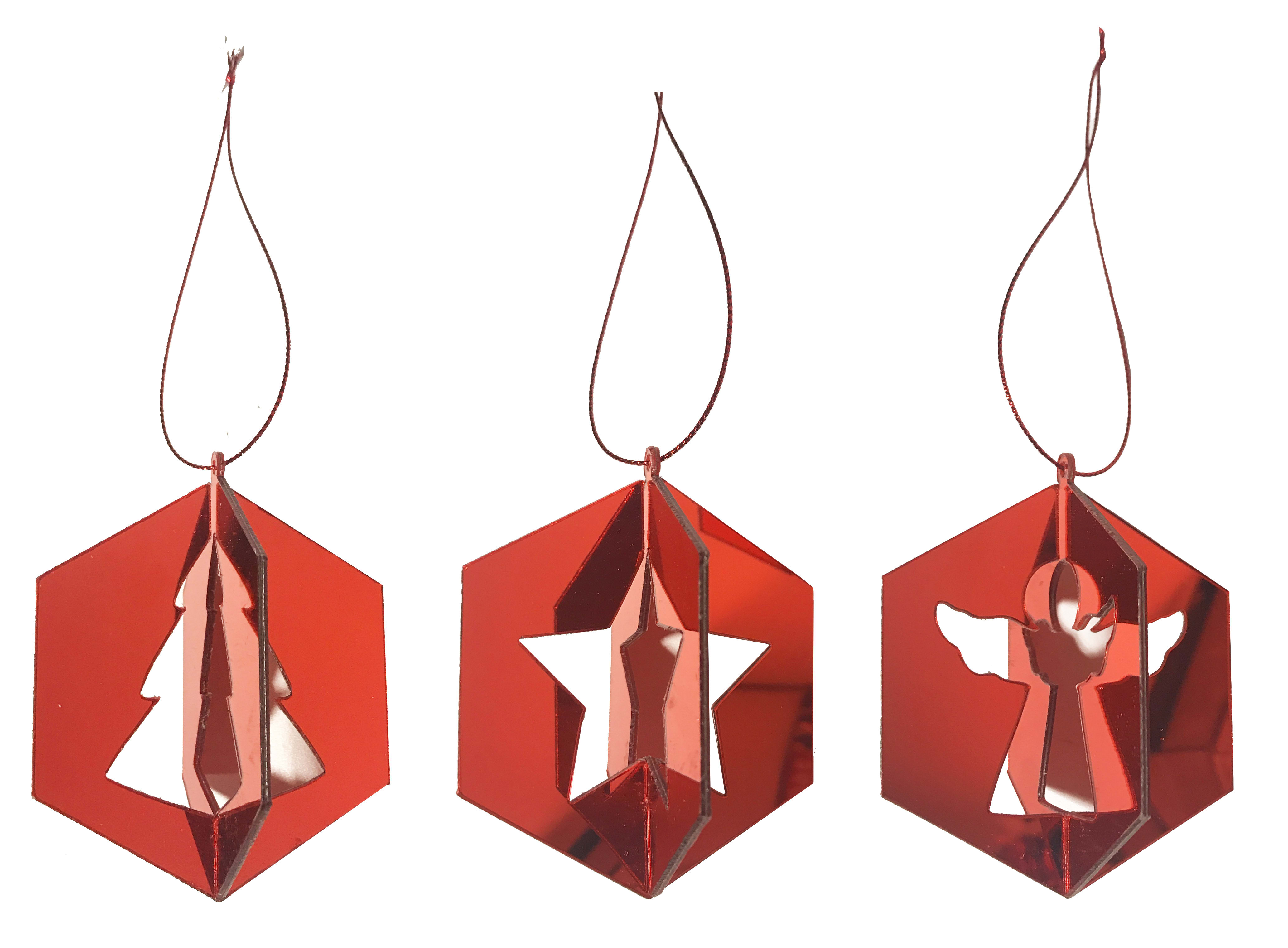 GIOCOPLAST NATALE - ADDOBBO DIAMANTE 3D ROSSO ''CRYSTAL CLEAR'' 8 CM, MOD. ASS.