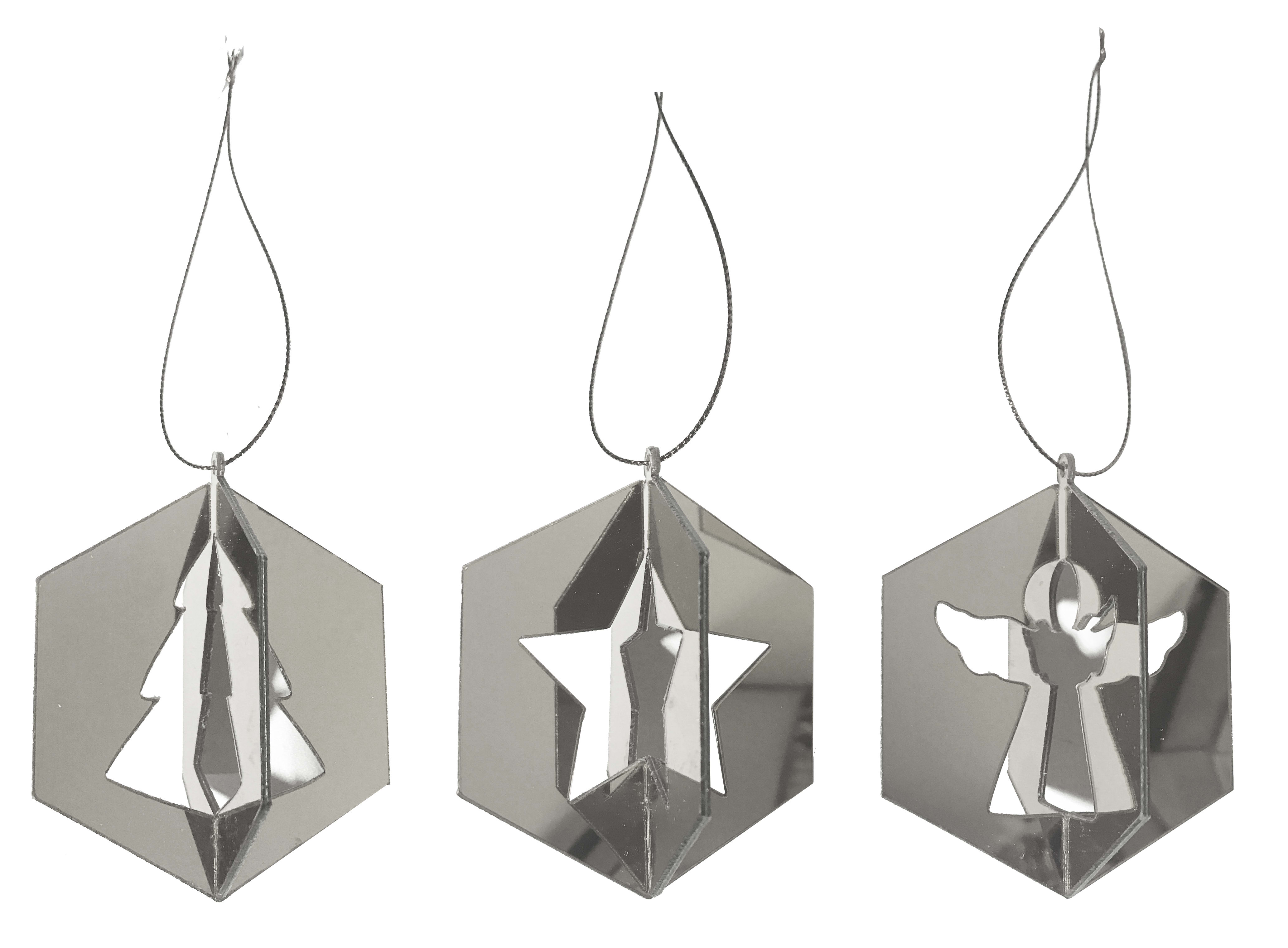 GIOCOPLAST NATALE - ADDOBBO DIAMANTE 3D ARGENTO ''CRYSTAL CLEAR'' 8 CM, MOD. ASS.