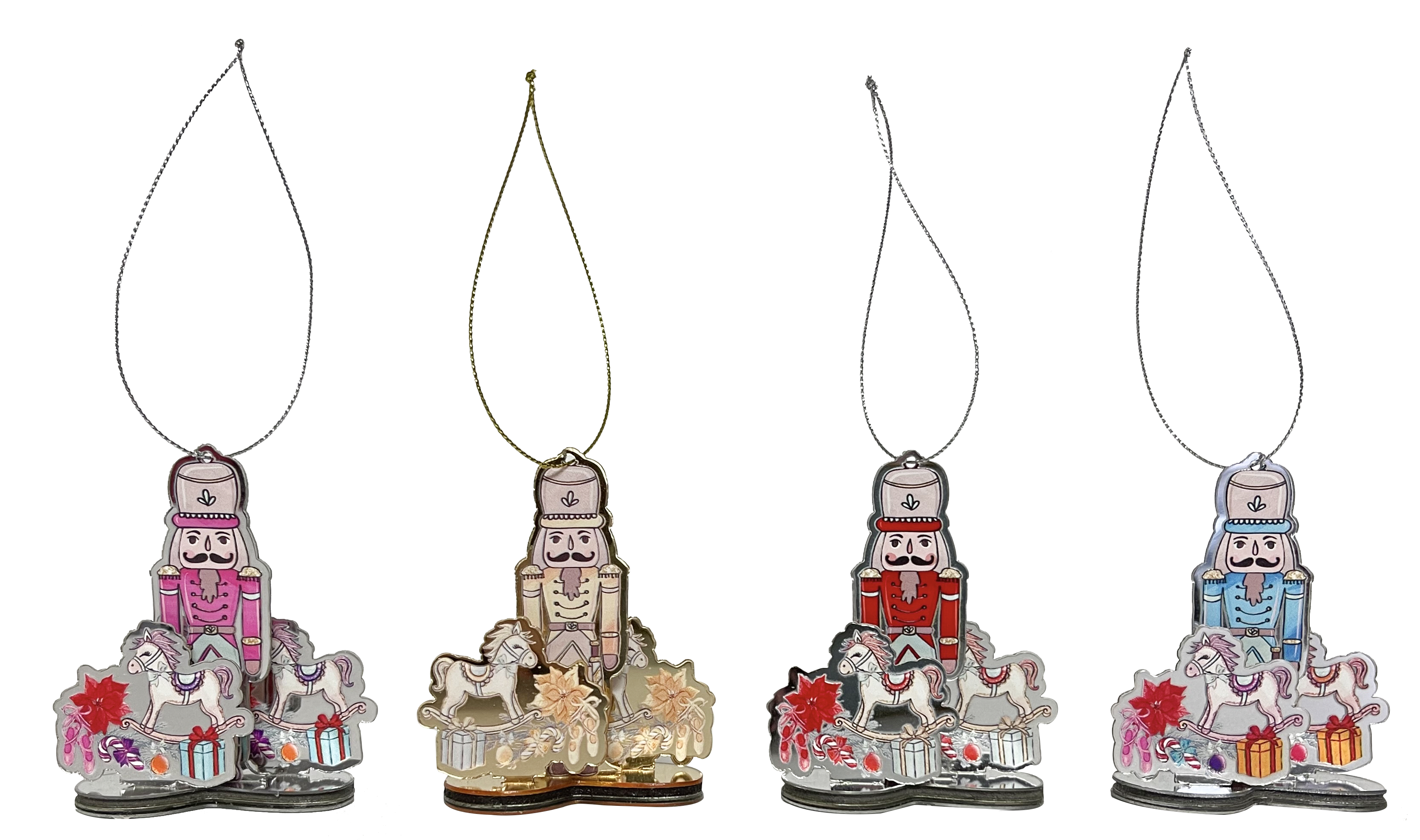 GIOCOPLAST NATALE - ADDOBBO 3D SCHIACCIANOCI CON CAVALLUCCIO ''CRYSTAL TALES'' 8CM, COL. ASS.