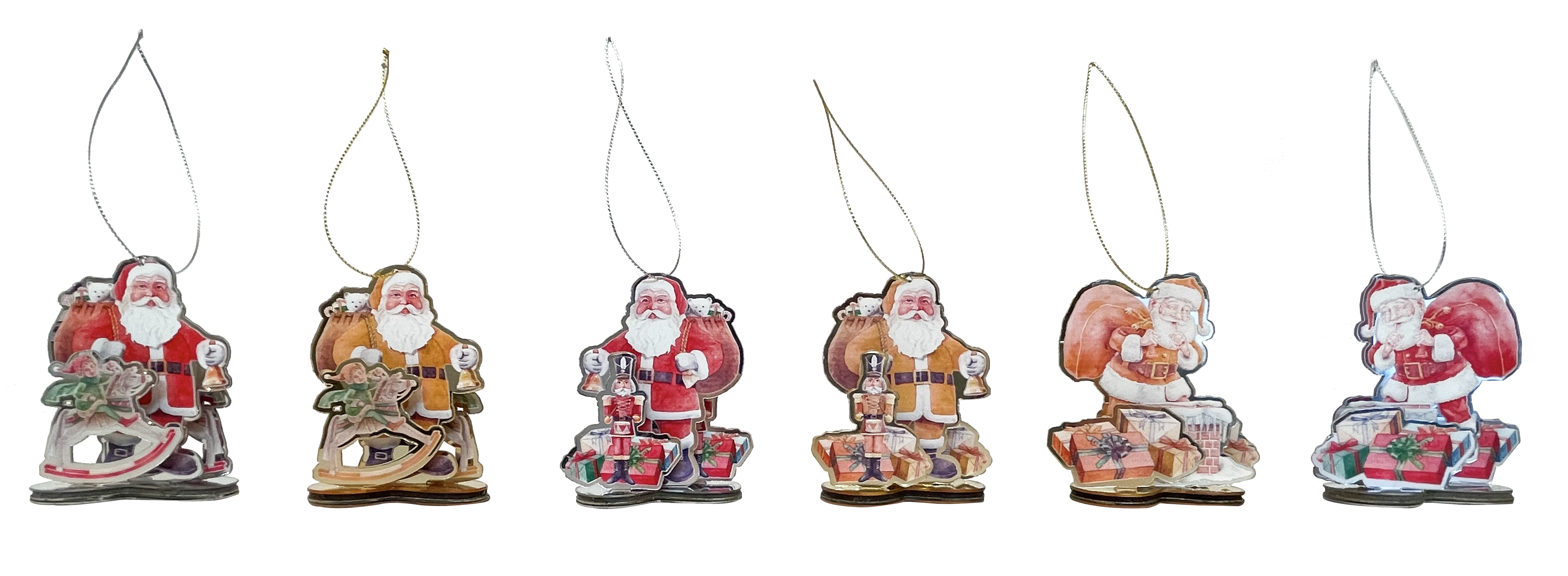 GIOCOPLAST NATALE - ADDOBBO 3D BABBO ''CRYSTAL TALES'' ORO/ROSSO 8CM, MOD. ASS.