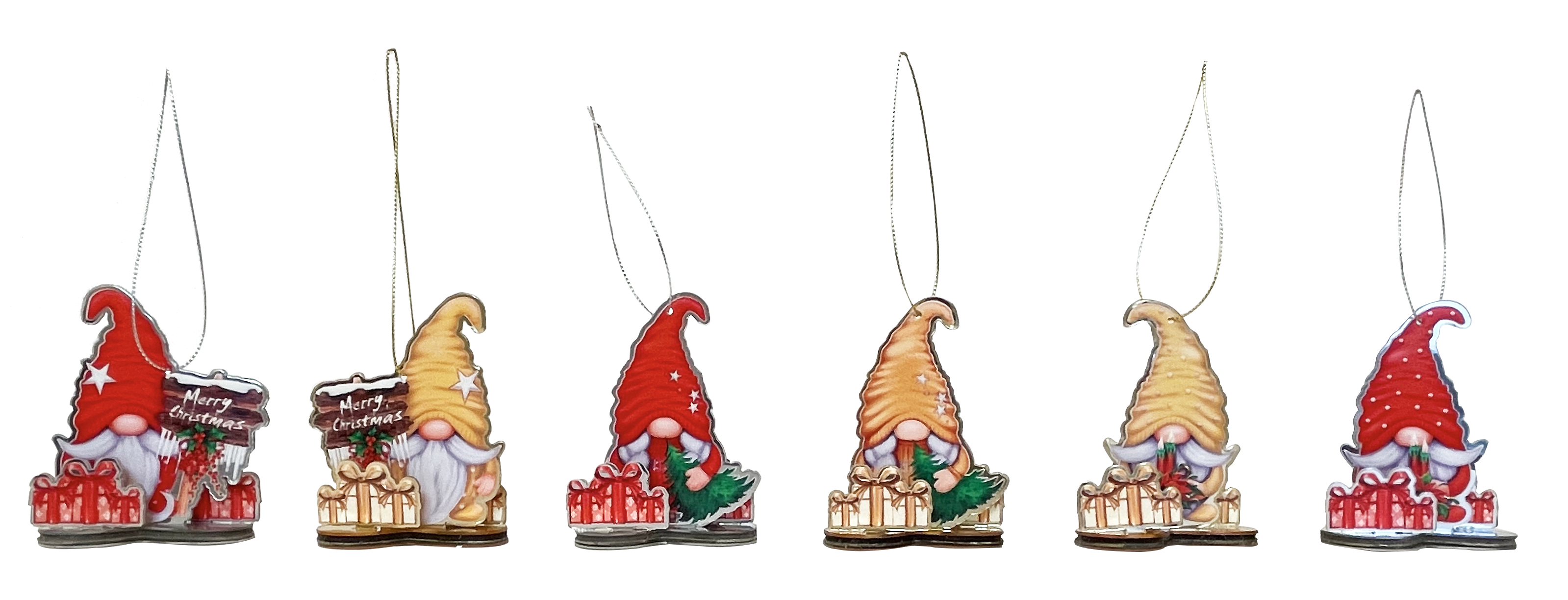 GIOCOPLAST NATALE - ADDOBBO 3D GNOMO ''CRYSTAL TALES'' ORO/ROSSO 8CM, MOD. ASS.