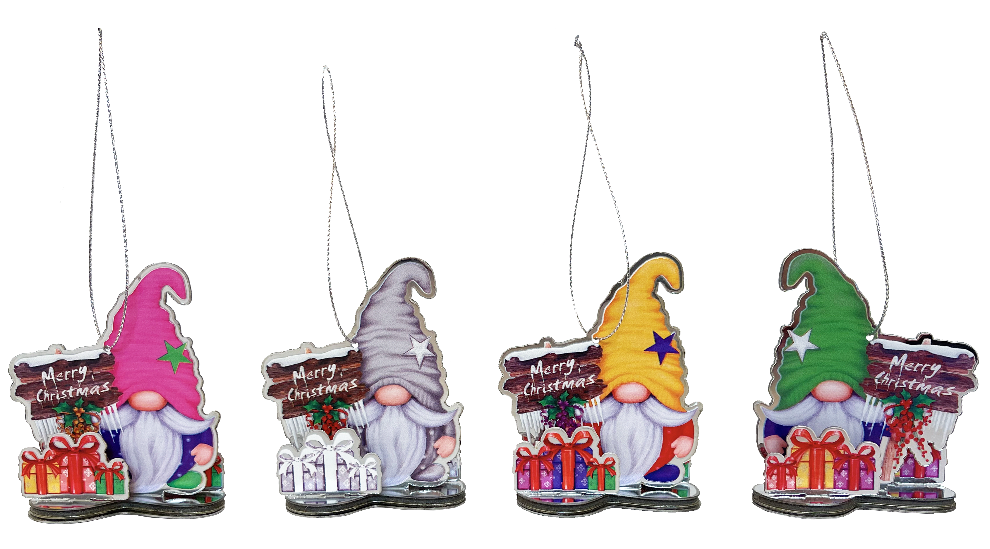 GIOCOPLAST NATALE - ADDOBBO 3D GNOMO CON CARTELLO ''CRYSTAL TALES'' 8CM, COL. ASS.