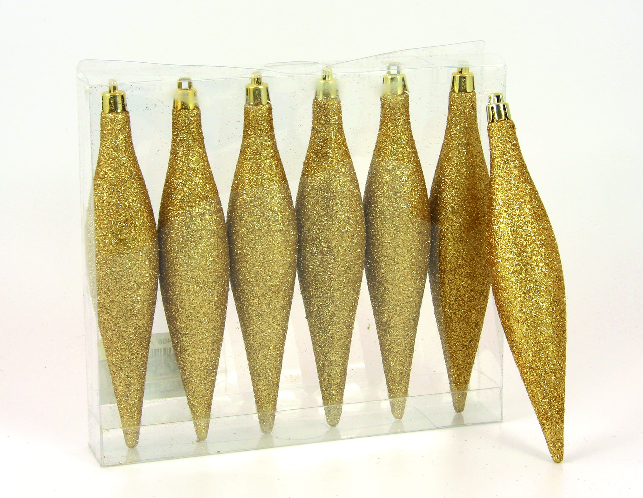 GIOCOPLAST NATALE - CONFEZ. 6 GHIACCIOLI ORO CM.16 C/GLITTER