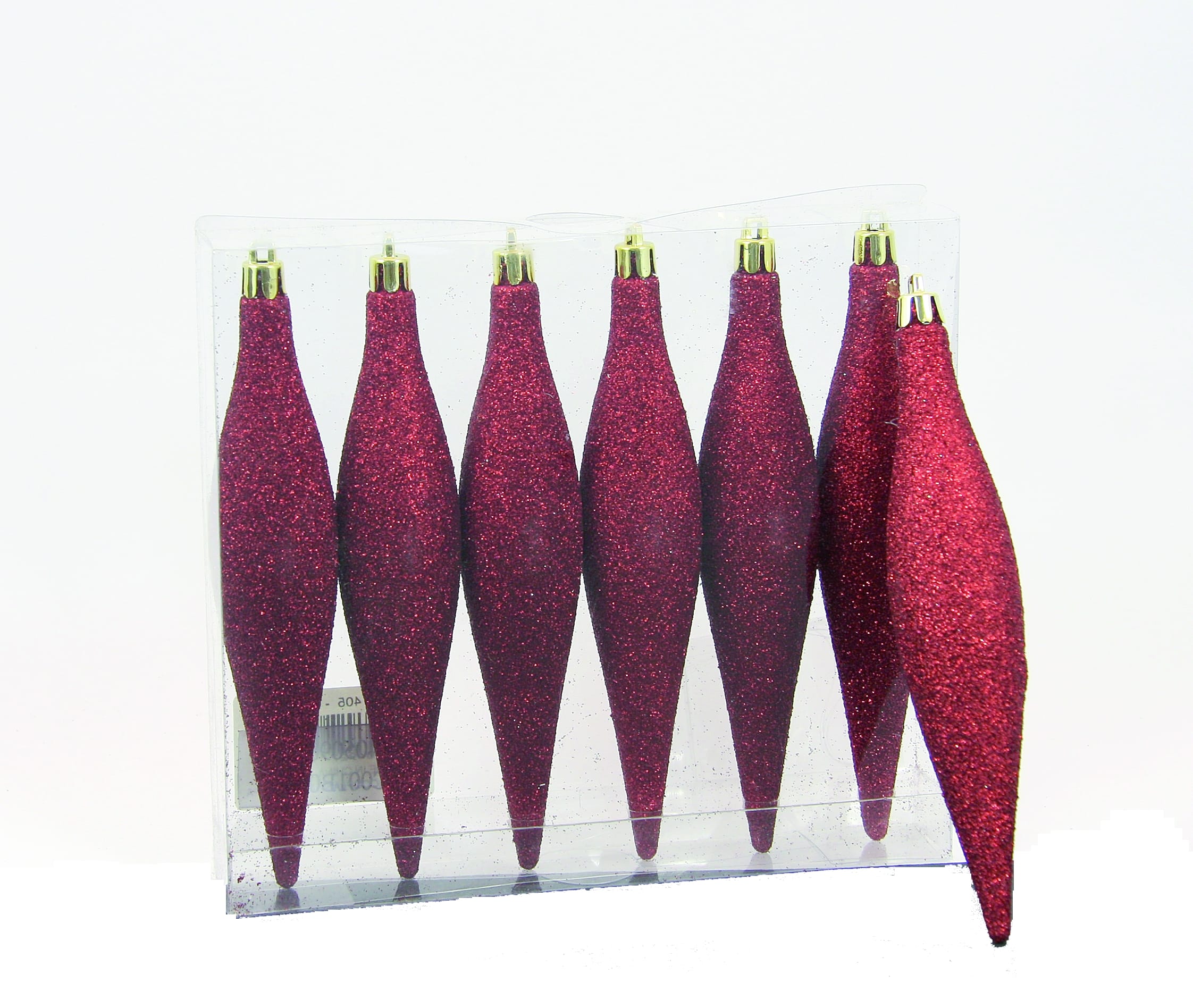 GIOCOPLAST NATALE - CONFEZ. 6 GHIACCIOLI ROSSO CM.16 C/GLITTER
