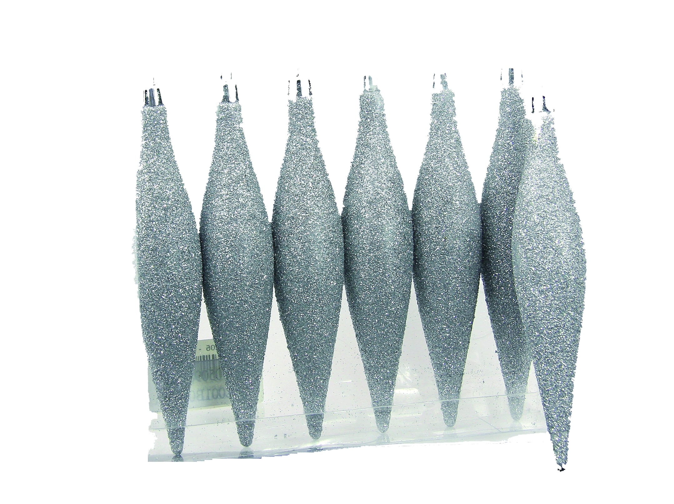 GIOCOPLAST NATALE - CONFEZ. 6 GHIACCIOLI ARG. CM.16 C/GLITTER