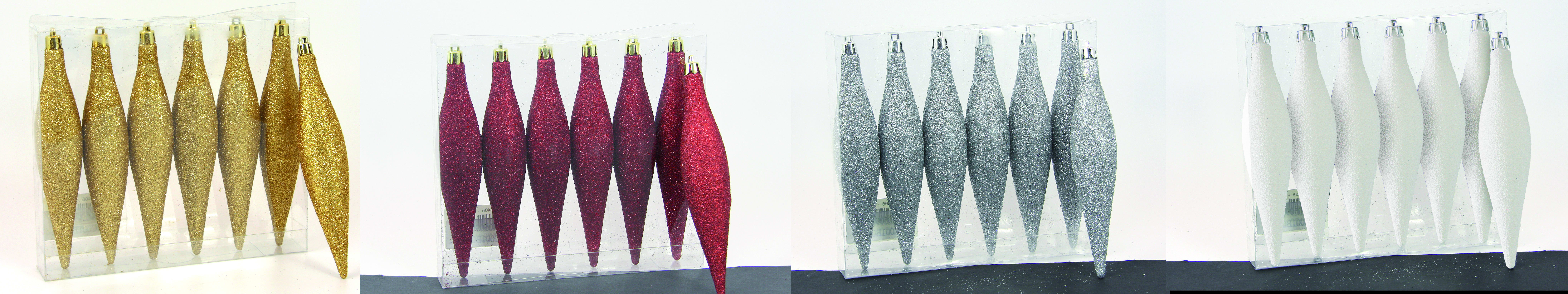 GIOCOPLAST NATALE - CONFEZ. 6 GHIACCIOLI CM.16 C/GLITTER, COL. ASS.