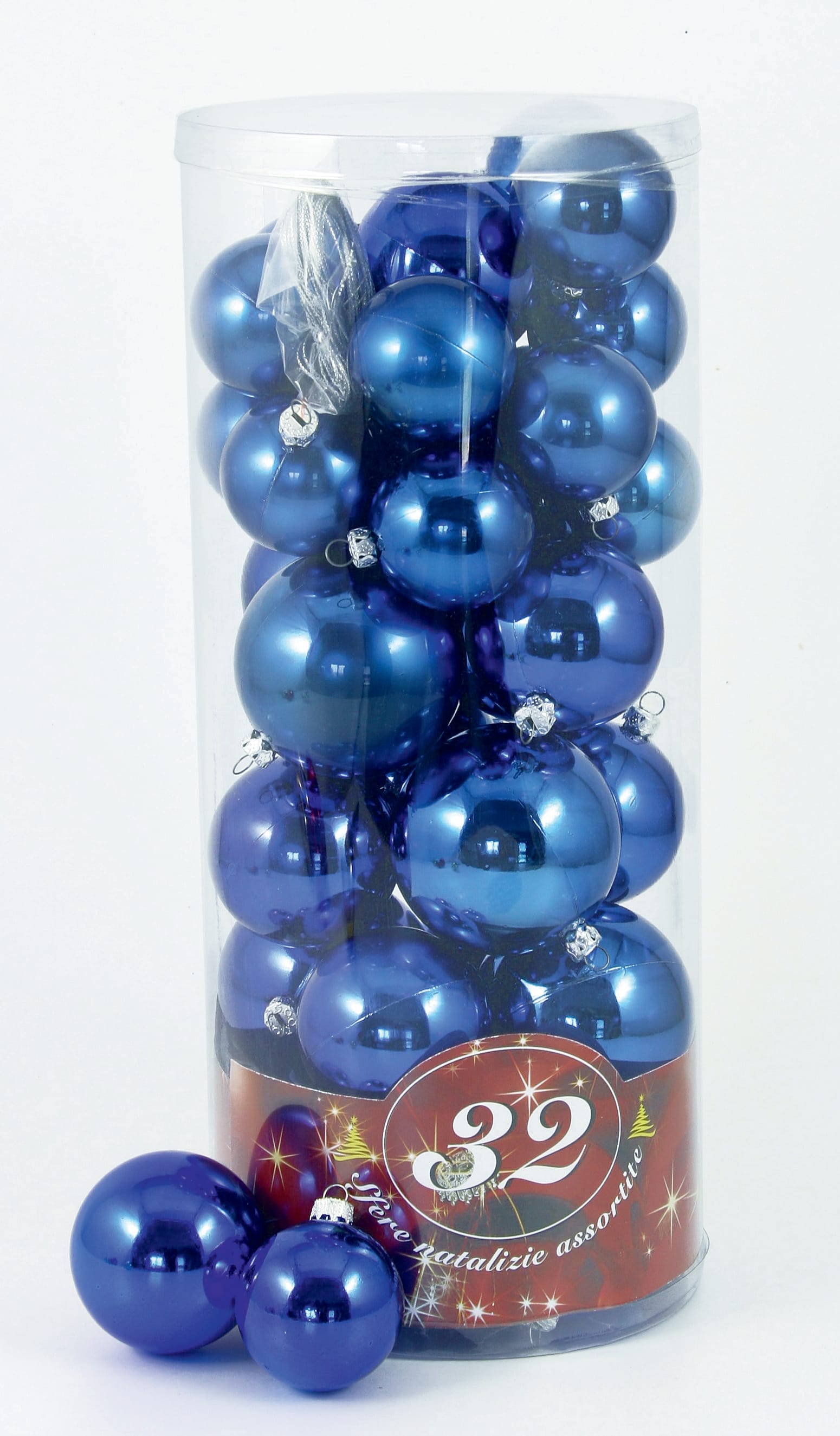 GIOCOPLAST NATALE - 32 SFERE PLASTICA BLU IN CIL.: 16 DIAM.50, 10 DIAM.60, 6 DIAM.70