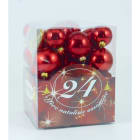 GIOCOPLAST NATALE - 24 SFERE PLASTICA ASS. ROSSE IN SCAT. ACETATO: 4 DIAM.70, 4 DIAM.60, 8 DIAM.50, 8 DIAM.40