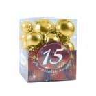 GIOCOPLAST NATALE - 15 SFERE PLASTICA DIAM. ASS. ORO IN SCAT. ACETATO (6X40MM., 5X50MM., 4X60MM.)
