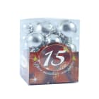 GIOCOPLAST NATALE - 15 SFERE PLASTICA DIAM. ASS. ARG. IN SCAT. ACETATO (6X40MM., 5X50MM., 4X60MM.)