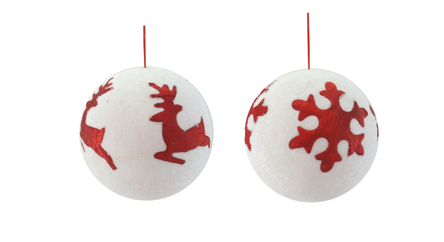GIOCOPLAST NATALE - SFERA ''CRYSTAL CHIC'' 25 CM BIANCA CON DECORO PATCH IN STOFFA ROSSA, MOD. ASS.