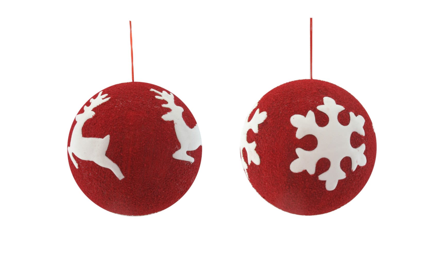 GIOCOPLAST NATALE - SFERA ''CRYSTAL CHIC'' 25 CM ROSSO CON DECORO PATCH IN STOFFA BIANCO, MOD. ASS.