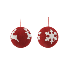 GIOCOPLAST NATALE - SFERA ''CRYSTAL CHIC'' 25 CM ROSSO CON DECORO PATCH IN STOFFA BIANCO, MOD. ASS.