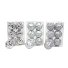 GIOCOPLAST NATALE - SCAT. 6 SFERE PLASTICA ONDEGGIATE D.80, ARG., MET. MATT. GLITTER