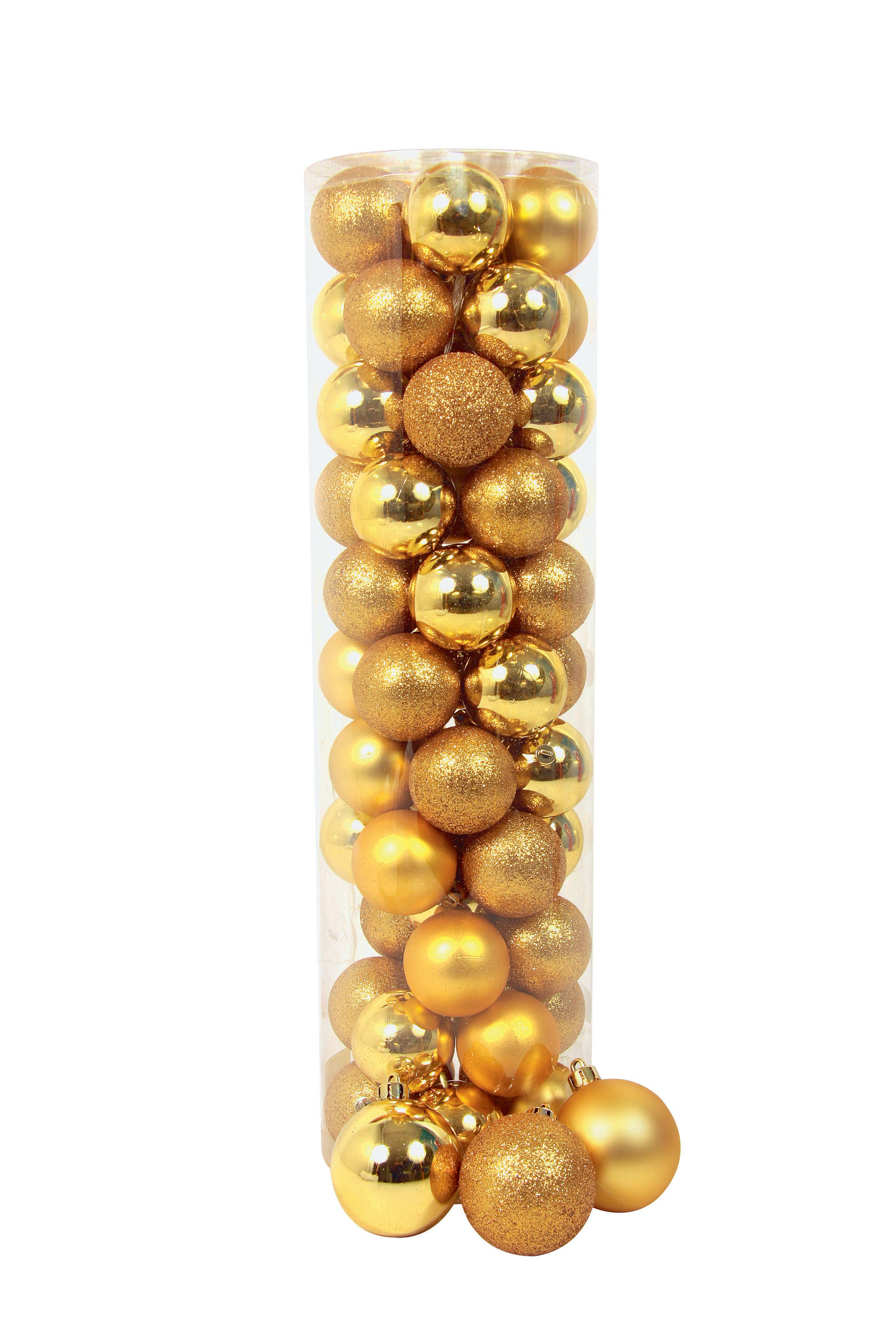 GIOCOPLAST NATALE - CIL. 55 SFERE PLASTICA D.50, ORO, MET. MAT. GLITTER