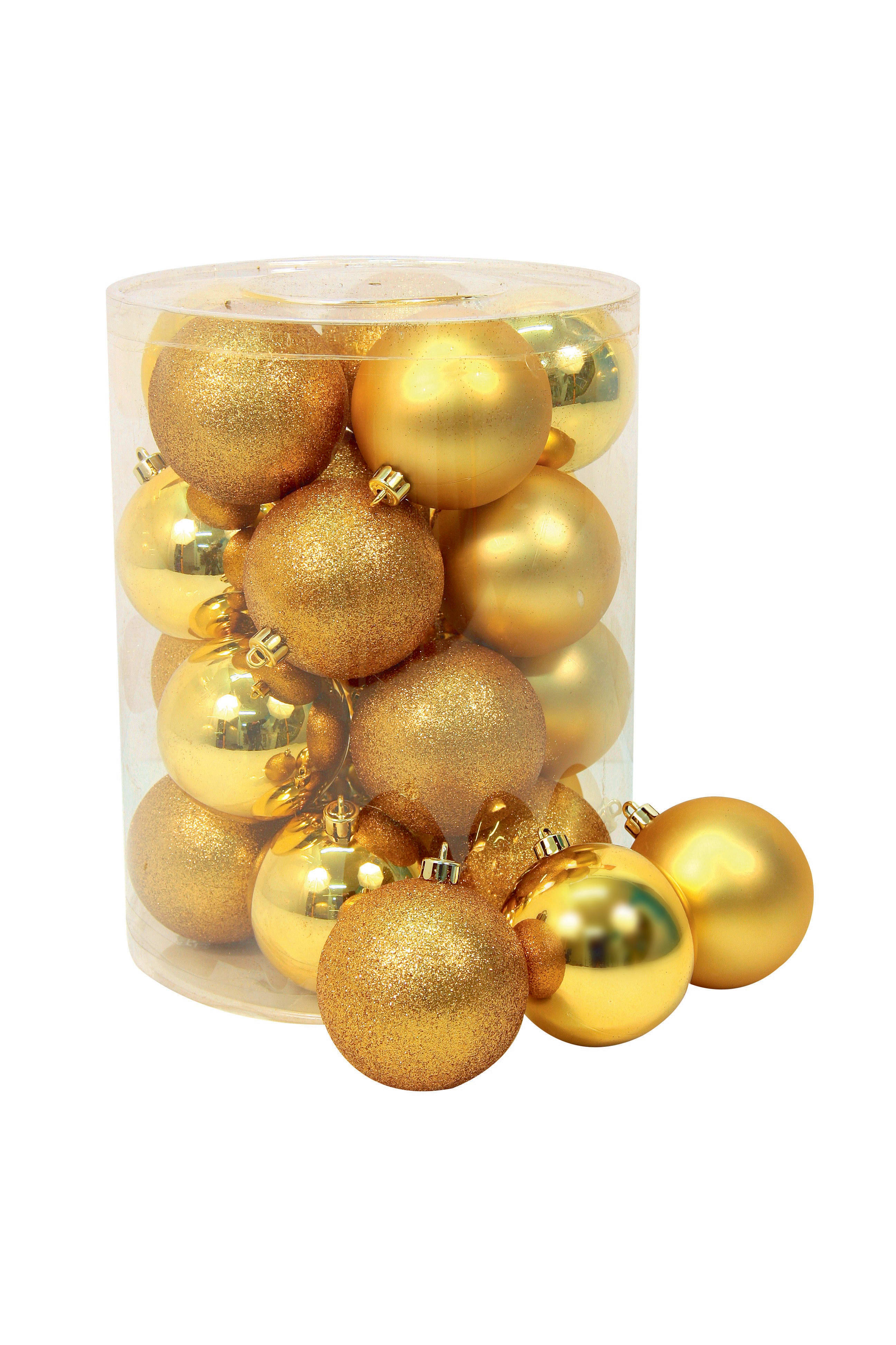 GIOCOPLAST NATALE - CIL. 20 SFERE PLASTICA D.80., ORO, MET. MAT. GLITTER