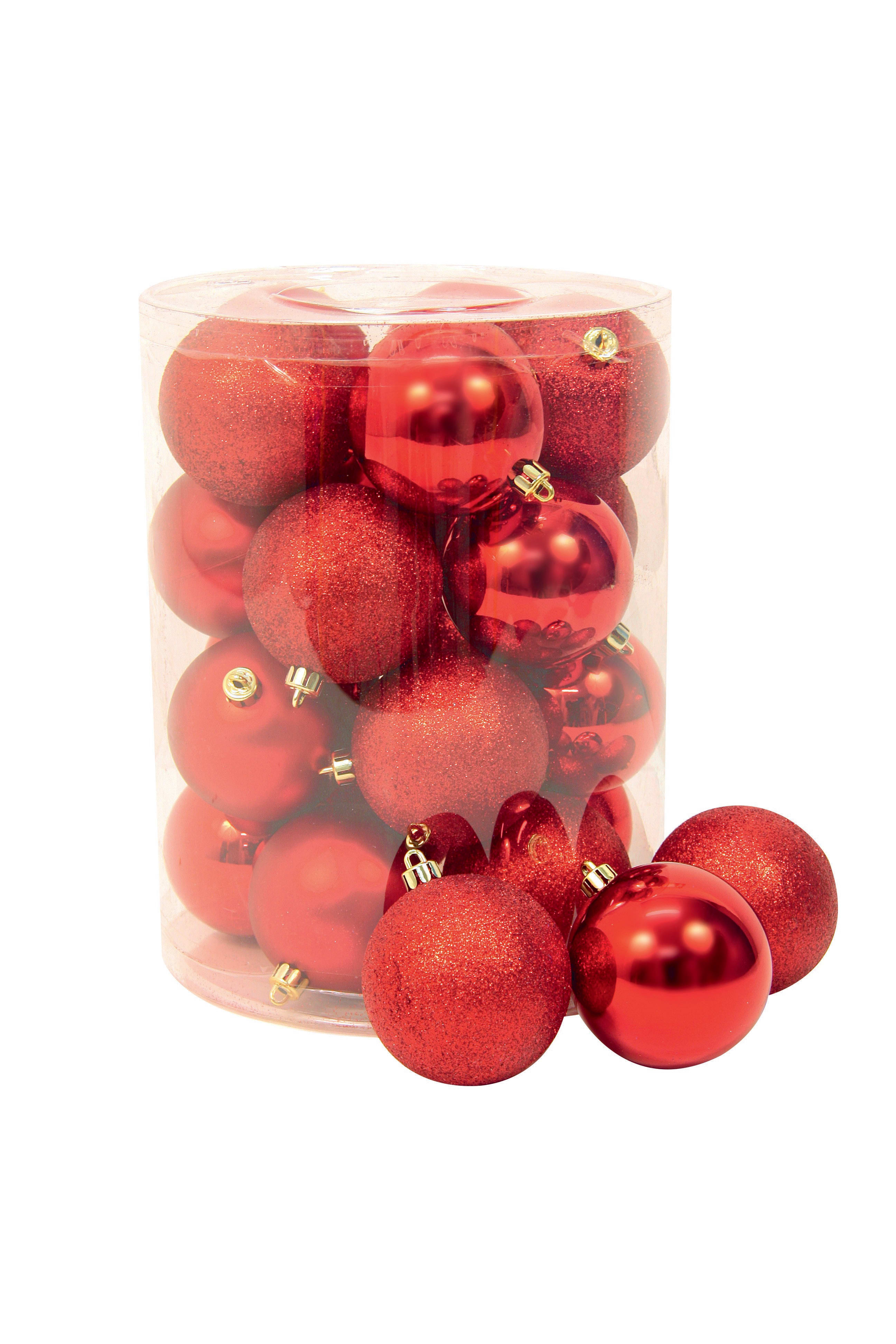 GIOCOPLAST NATALE - CIL. 20 SFERE PLASTICA D.80, ROSSO, MET. MAT. GLITTER