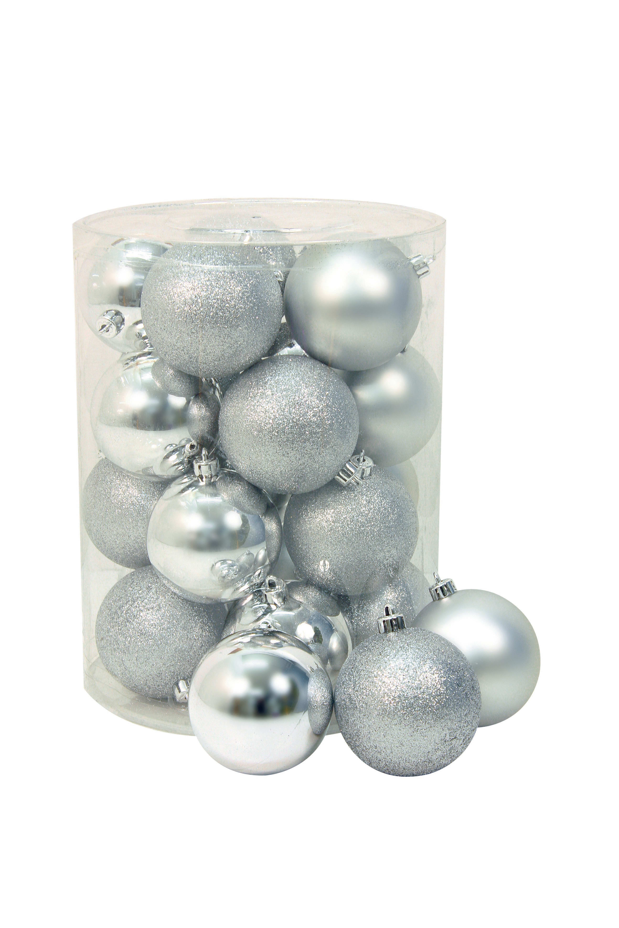 GIOCOPLAST NATALE - CIL. 20 SFERE PLASTICA D.80, ARG., MET. MAT. GLITTER
