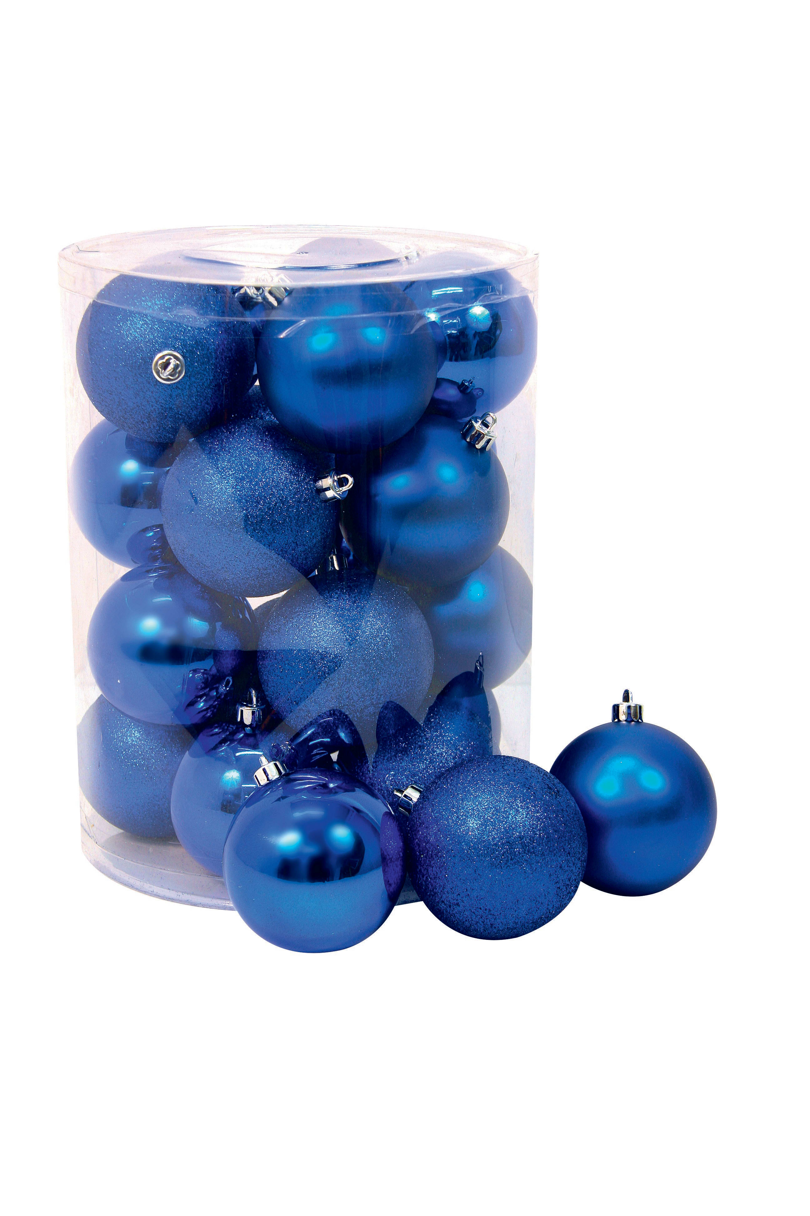 GIOCOPLAST NATALE - CIL. 20 SFERE PLASTICA D.80, BLU, MET. MAT. GLITTER