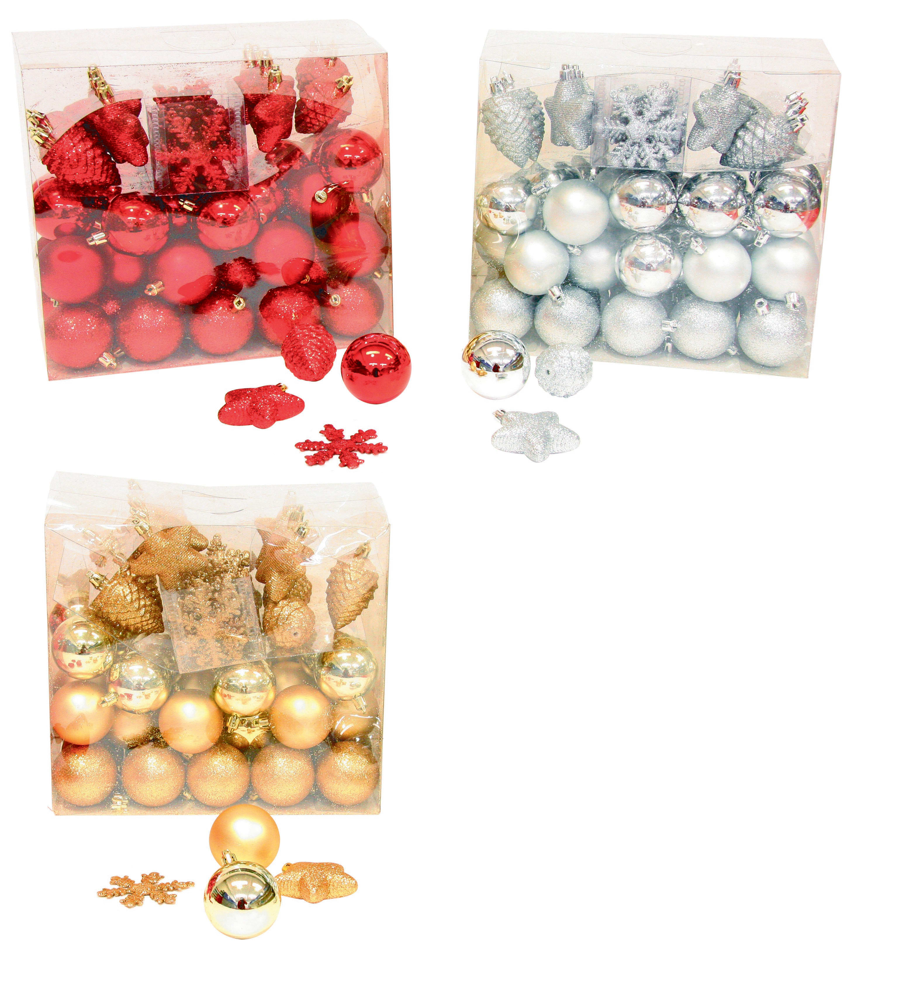 GIOCOPLAST NATALE - KIT ADDOBBO ALBERO 90PZ PLASTICA, 3 COL. ASS.