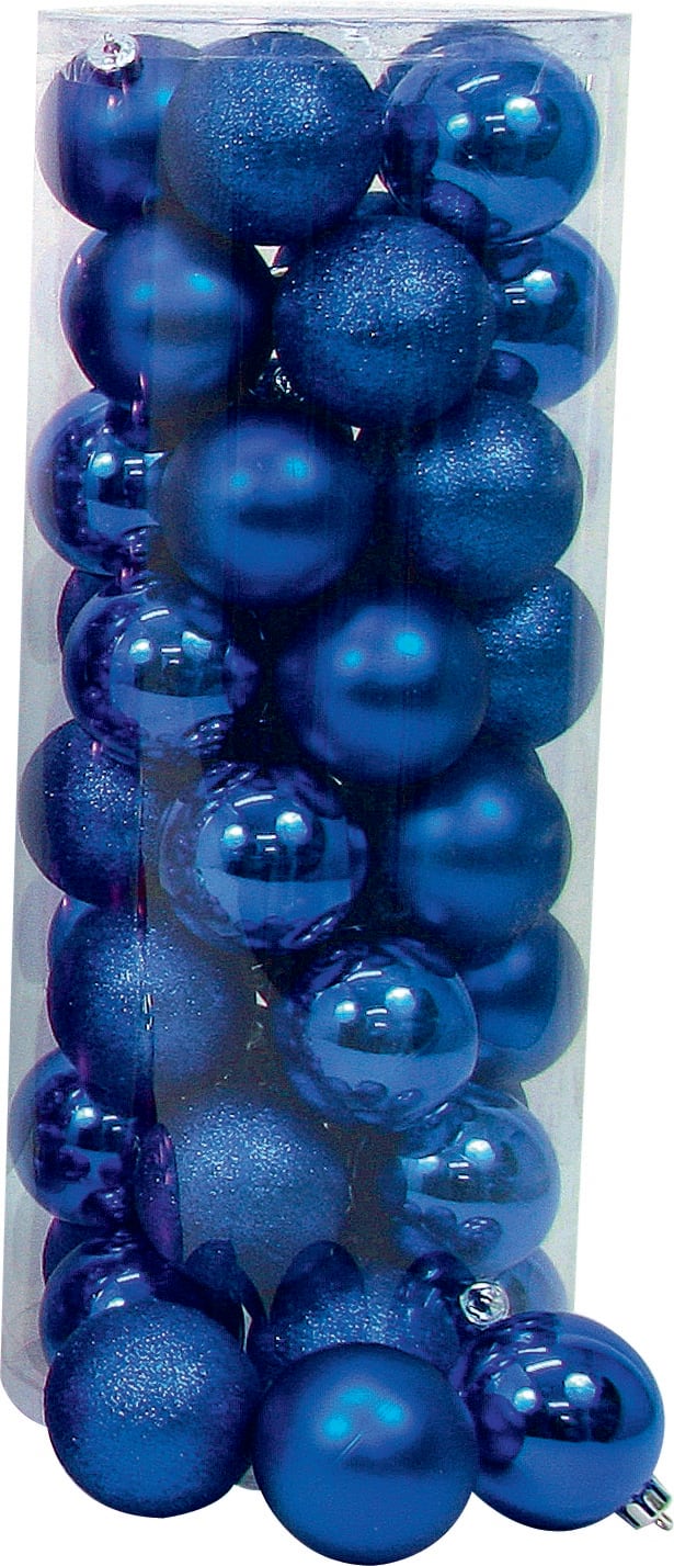 GIOCOPLAST NATALE - CIL. 40 SFERE PLASTICA D.60 BLU, MET. MAT. GLITTER