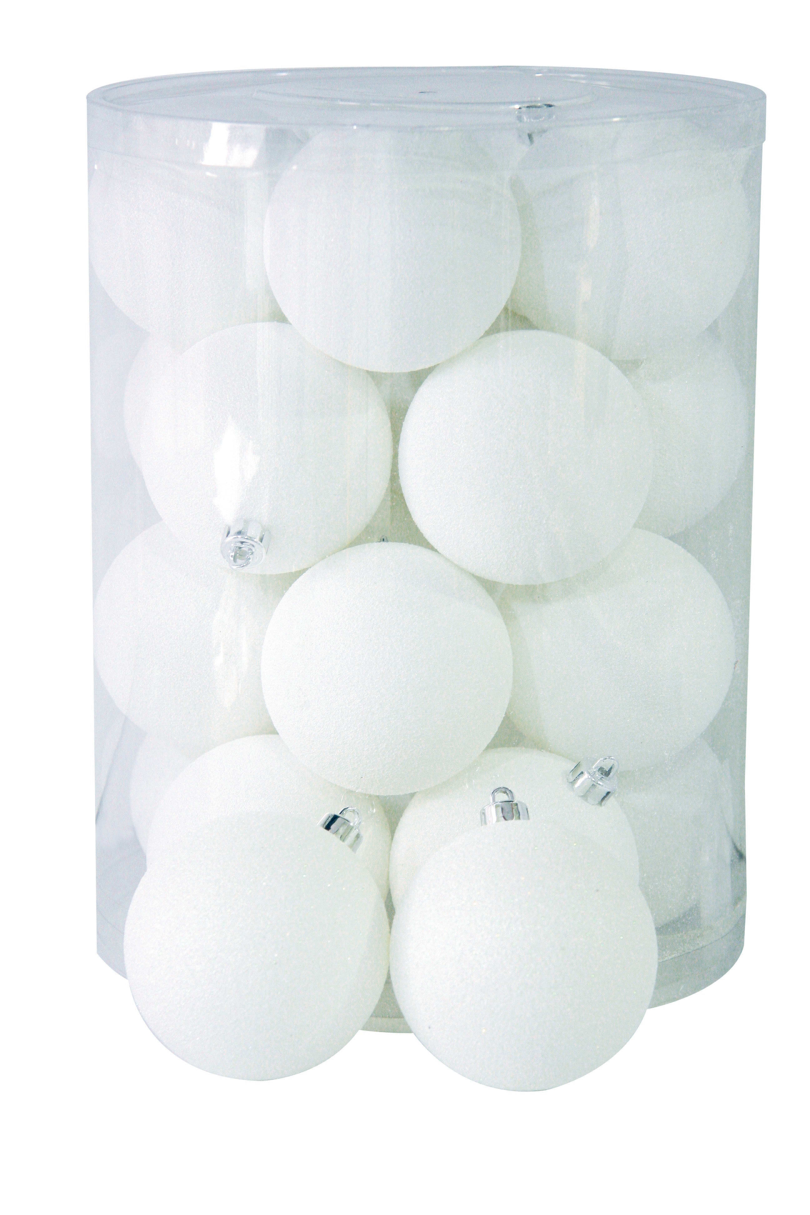 GIOCOPLAST NATALE - CIL. 20 SFERE PLASTICA D.80, BIANCO GLITTER