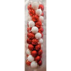 GIOCOPLAST NATALE - CIL. 55 SFERE PLASTICA D.50, BIANCO/ROSSO, MET. MAT. GLITTER