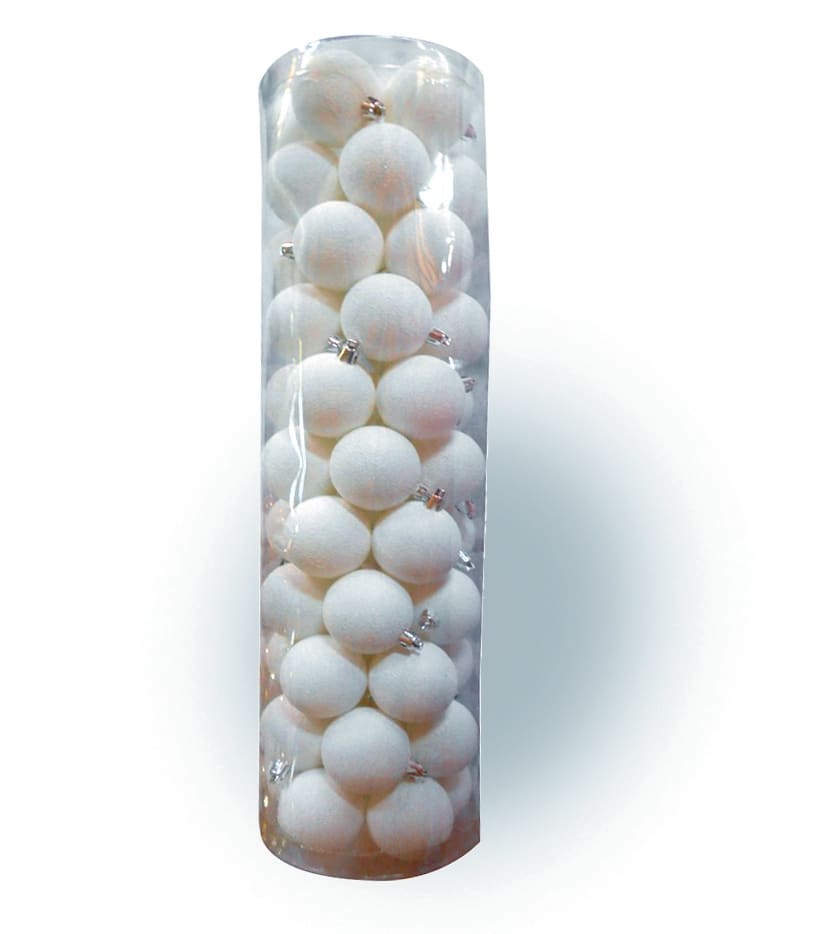 GIOCOPLAST NATALE - CIL. 55 SFERE PLASTICA D.50, BIANCO GLITTER