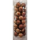 GIOCOPLAST NATALE - CIL. 40 SFERE PLASTICA D.60 MARRONE,MET. MAT. GLITTER