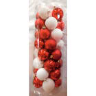 GIOCOPLAST NATALE - CIL. 40 SFERE PLASTICA D.60 BIANCO/ROSSO,MET. MAT. GLITTER