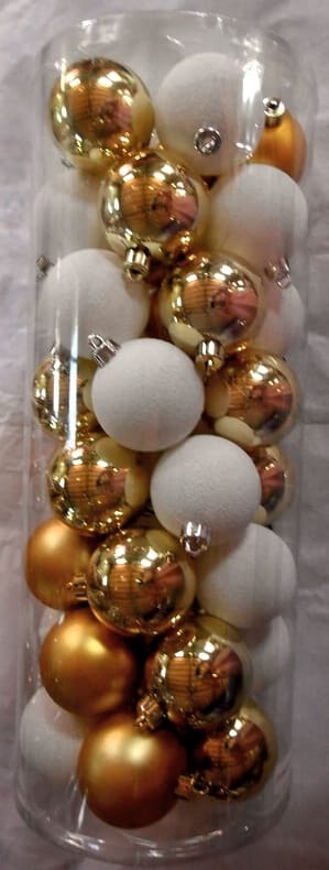 GIOCOPLAST NATALE - CIL. 40 SFERE D.60 ORO/BIANCO,MET. MAT. GLITTER