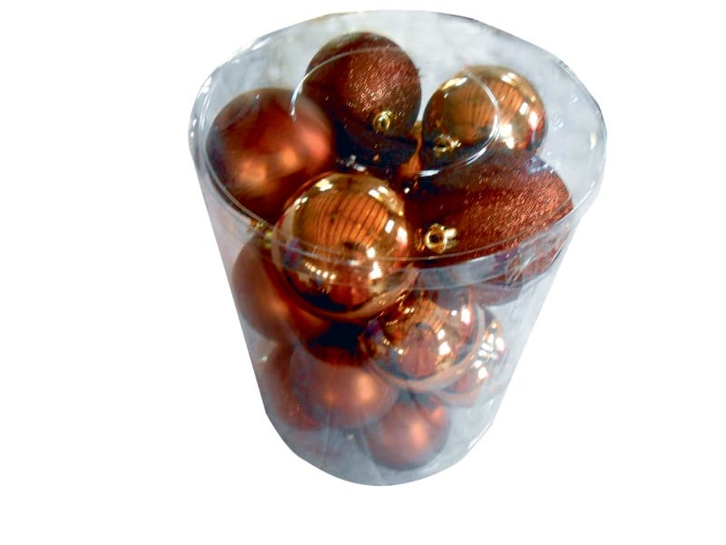 GIOCOPLAST NATALE - CIL. 20 SFERE PLASTICA D80, MARRONE ,MET. MAT. GLITTER 43012215