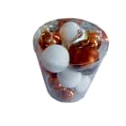 GIOCOPLAST NATALE - CIL. 20 SFERE PLASTICA D80., BIANCO/MARRONE,MET. MAT. GLITTER