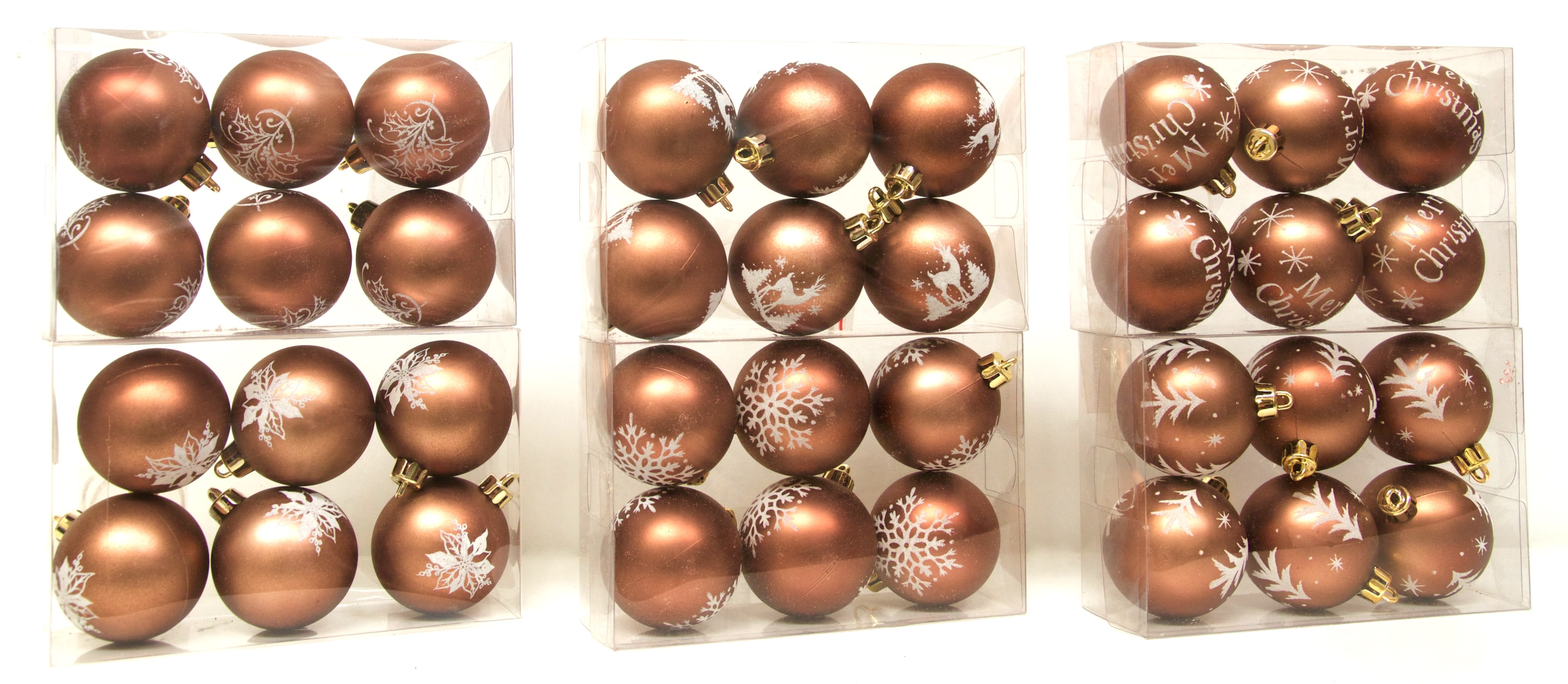 GIOCOPLAST NATALE - SCAT. 6 SFERE PLASTICA MARRONE D.60 6 DEC. ASS.