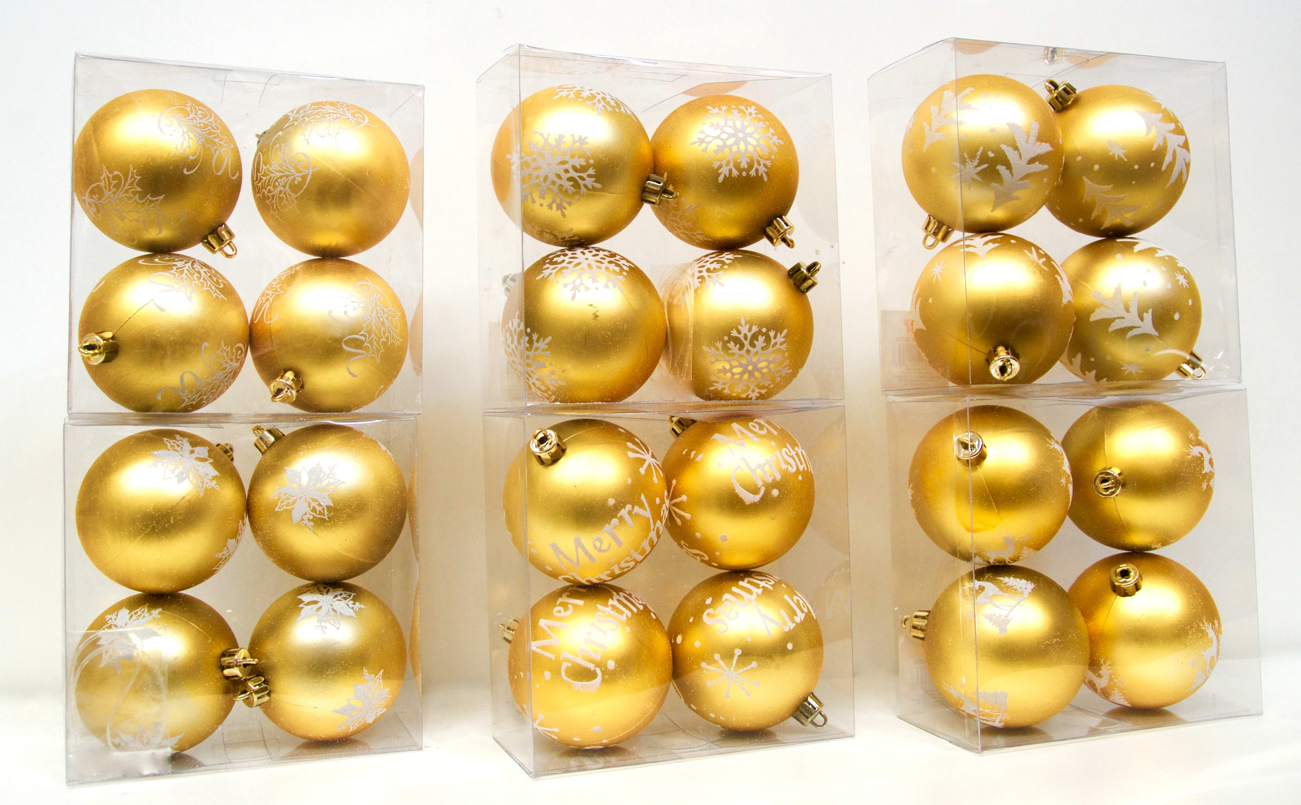 GIOCOPLAST NATALE - SCAT. 4 SFERE PLASTICA ORO D.80 6 DEC. ASS.