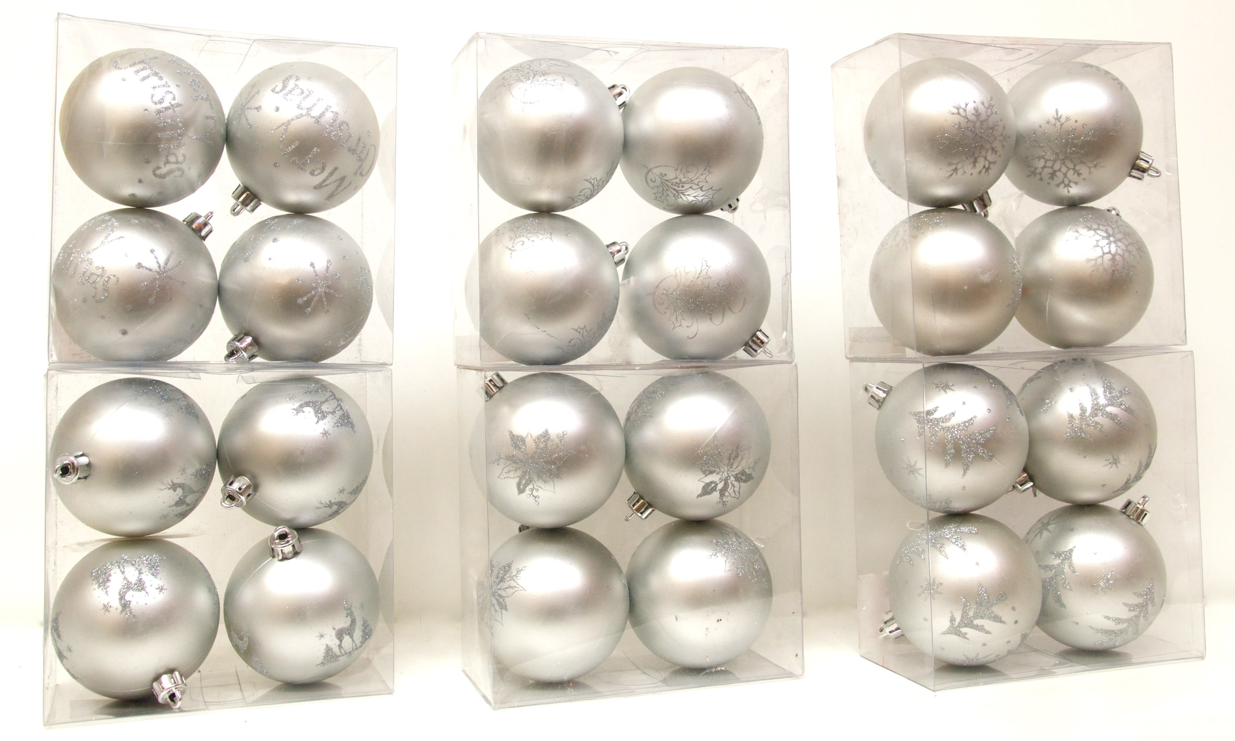 GIOCOPLAST NATALE - SCAT. 4 SFERE PLASTICA ARGENTO D.80 6 DEC. ASS.
