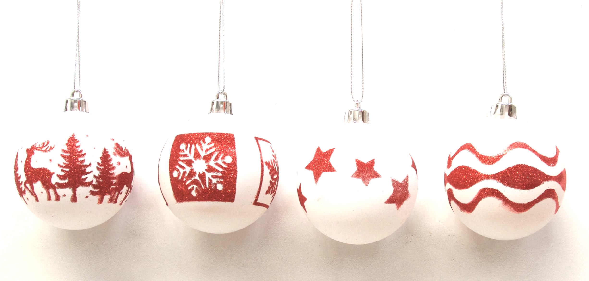 GIOCOPLAST NATALE - SFERA PLASTICA D. 70 DECORATA BIANCO/ROSSO IN DISPLAY DA 20 PZ