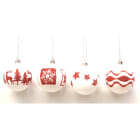 GIOCOPLAST NATALE - SFERA PLASTICA D. 70 DECORATA BIANCO/ROSSO IN DISPLAY DA 20 PZ