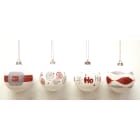 GIOCOPLAST NATALE - SFERA PLASTICA D. 70 DECORATA BIANCO/ROSSO/ARGENTO IN DISPLAY DA 20 PZ