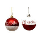GIOCOPLAST NATALE - SFERA PLASTICA D. 70 HALF GLITTER BIANCO/ROSSO IN DISPLAY DA 20 PZ
