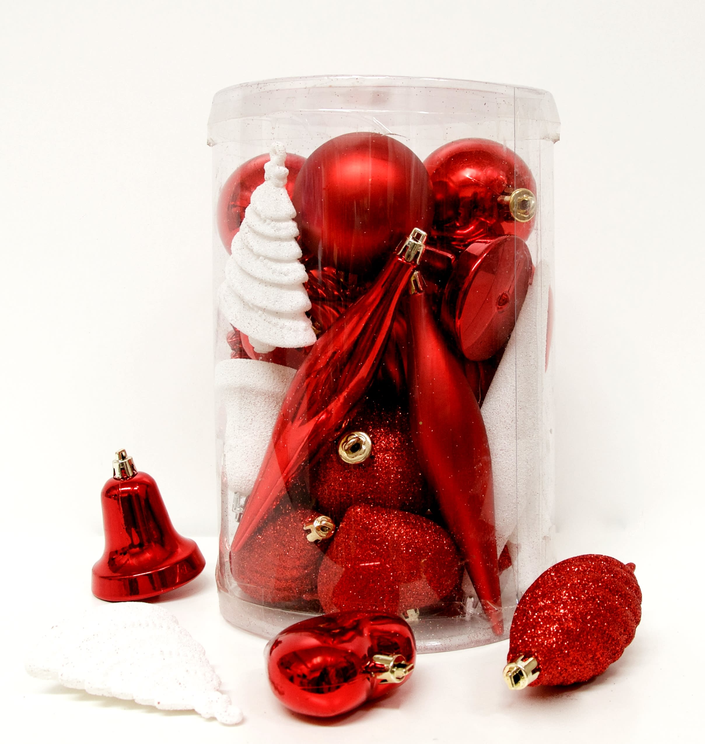 GIOCOPLAST NATALE - CILINDRO 30 DECORAZIONI ASS BIANCO-ROSSO