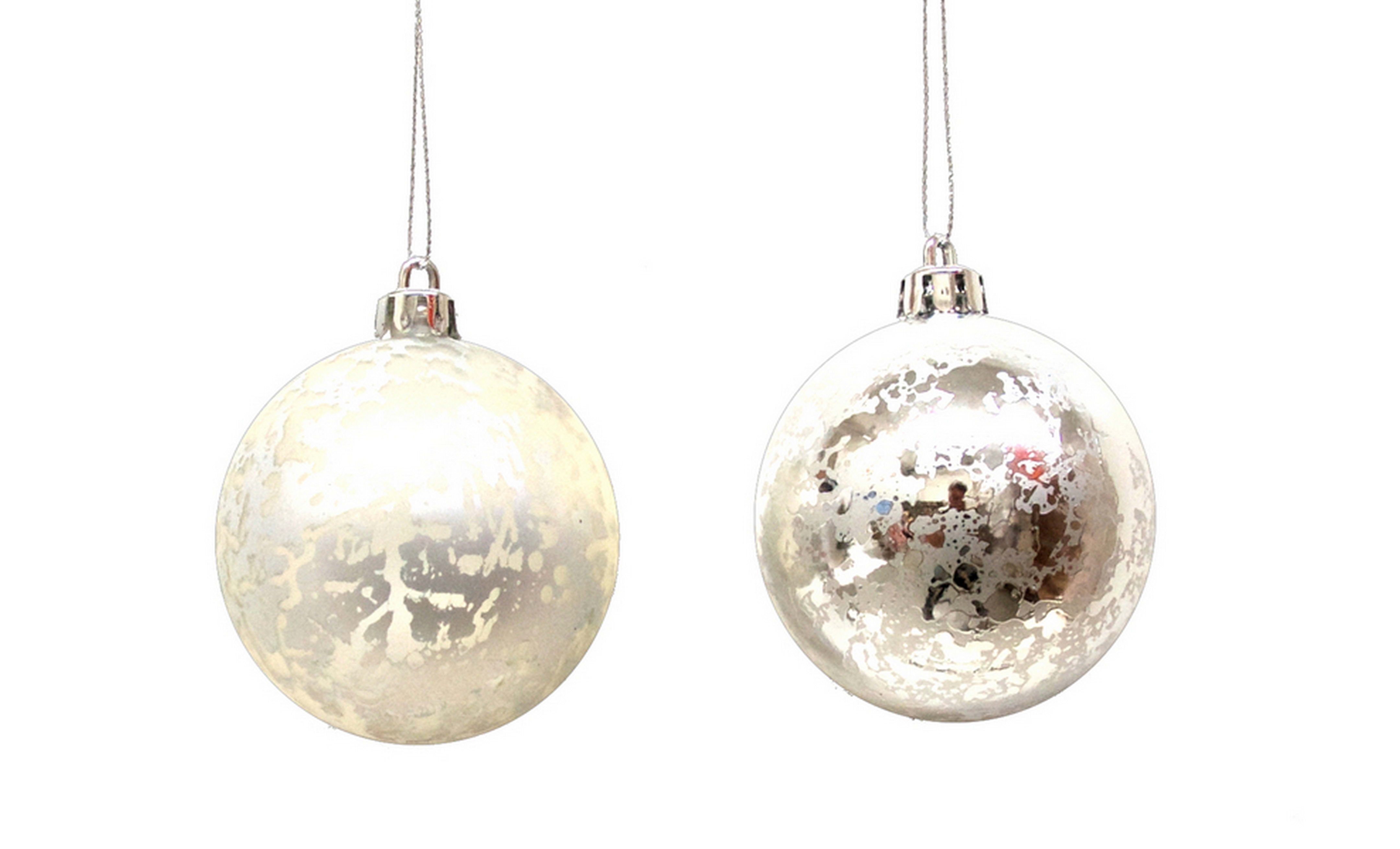 GIOCOPLAST NATALE - SFERA PLASTICA D. 7 CM ARGENTO ANTICATA, IN DISPLAY DA 20 PZ