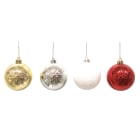 GIOCOPLAST NATALE - SFERA PLASTICA D.70, DECORO FIOCCO A RILIEVO, 4 COL ASS, IN DISPLAY DA 20 PZ