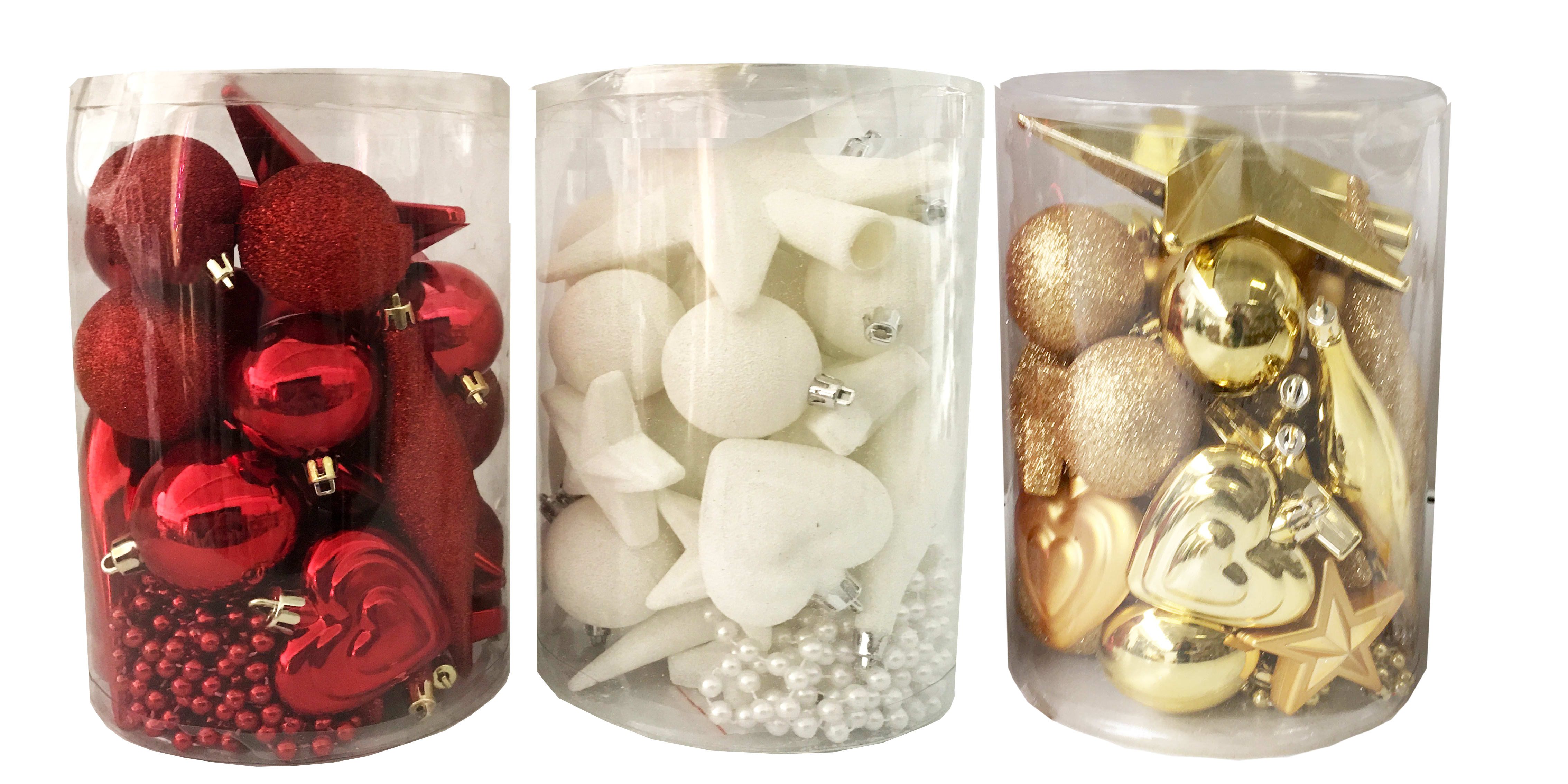 GIOCOPLAST NATALE - KIT ADDOBBO ALBERO 30 PZ. PLASTICA, COL. ASS.