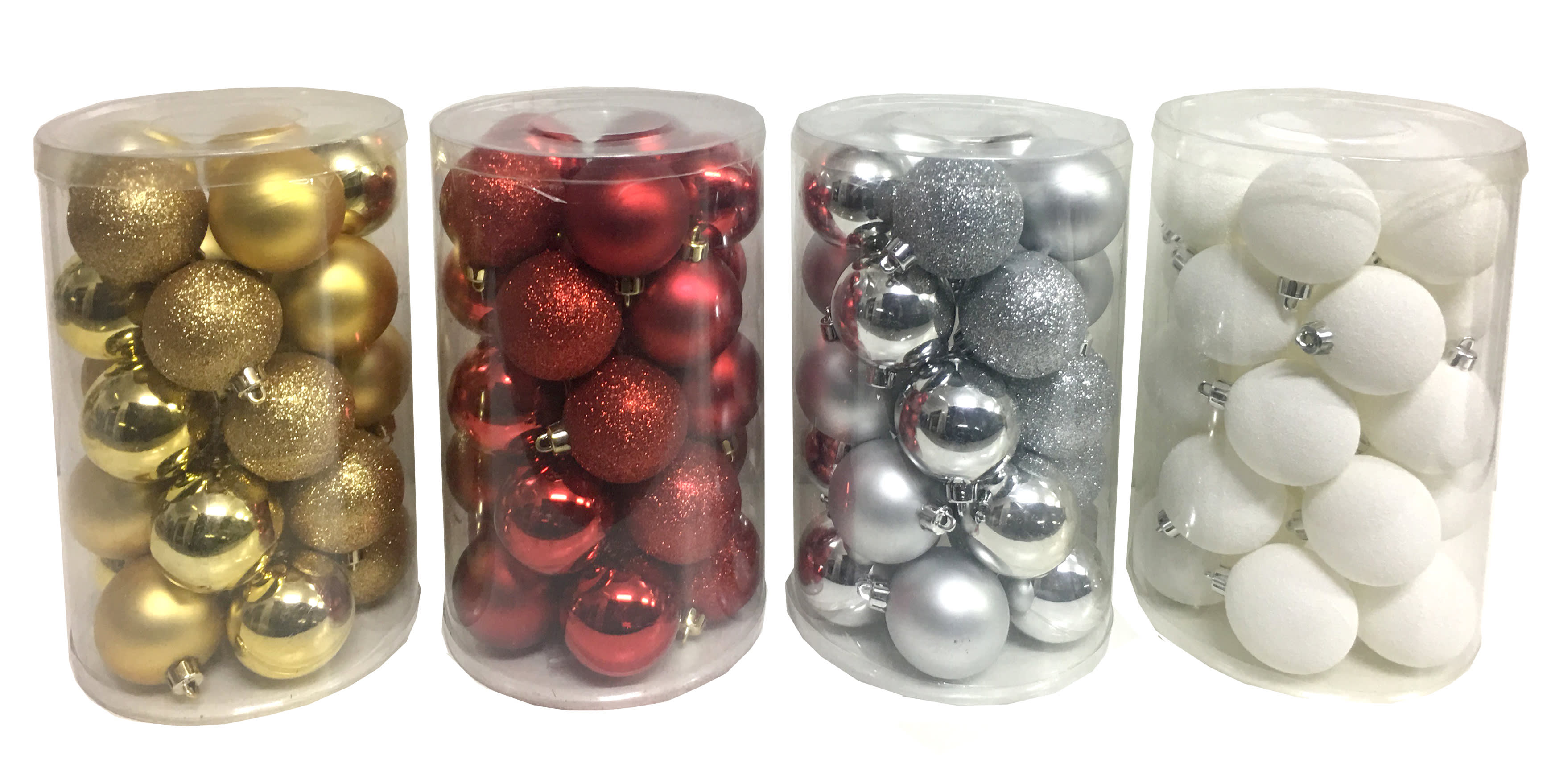 GIOCOPLAST NATALE - CILINDRO 25 SFERE PLASTICA D.60MM MATT/METAL./GLITTER, COL. ASS.