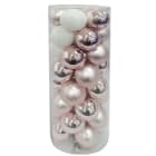 GIOCOPLAST NATALE - CIL. 40 SFERE PLASTICA D60., BIANCO/ROSA, MET. MAT. GLITTER
