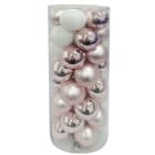 GIOCOPLAST NATALE - CIL. 40 SFERE PLASTICA D60., BIANCO/ROSA, MET. MAT. GLITTER