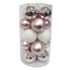 GIOCOPLAST NATALE - CIL. 20 SFERE PLASTICA D80., BIANCO/ROSA, MET. MAT. GLITTER