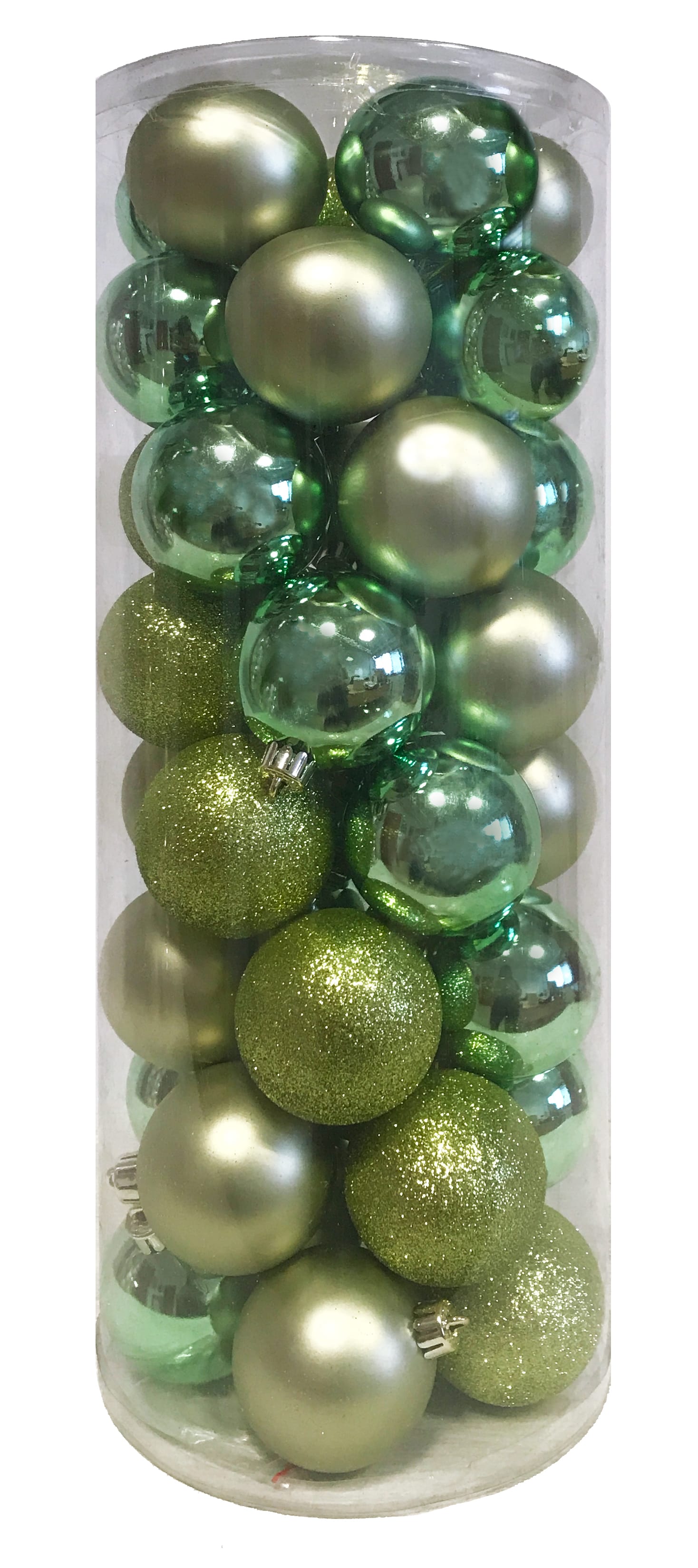 GIOCOPLAST NATALE - CIL. 40 SFERE PLASTICA D.60 MINT GREEN, MET. MAT. GLITTER