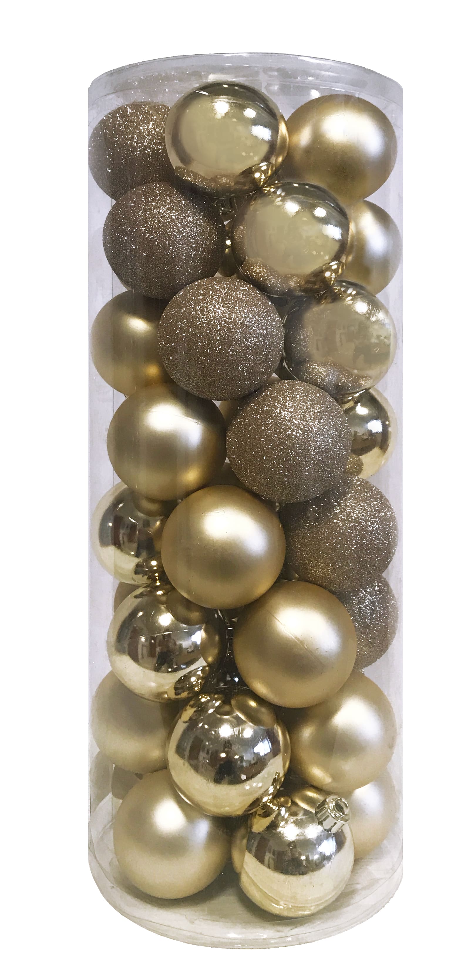 GIOCOPLAST NATALE - CIL. 40 SFERE PLASTICA D.60 CHAMPAGNE, MET. MAT. GLITTER